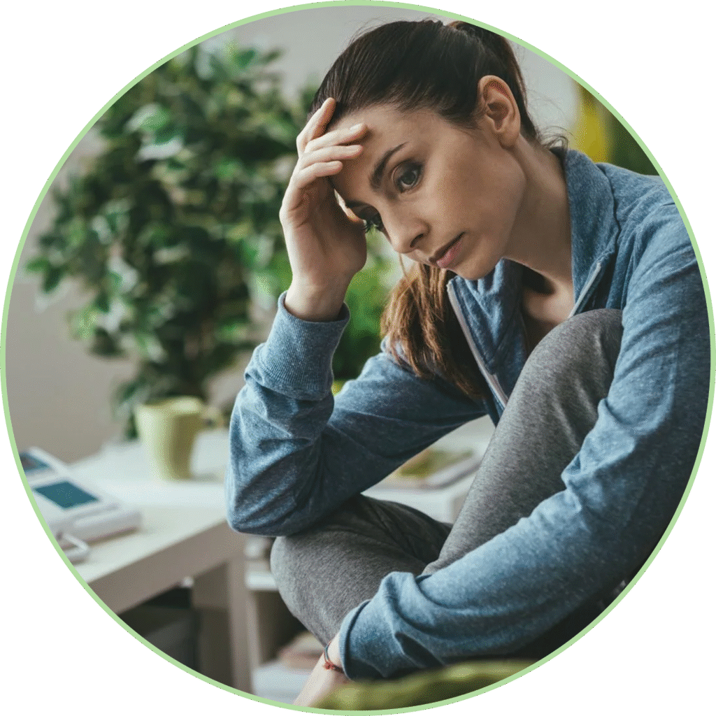 White woman stressed